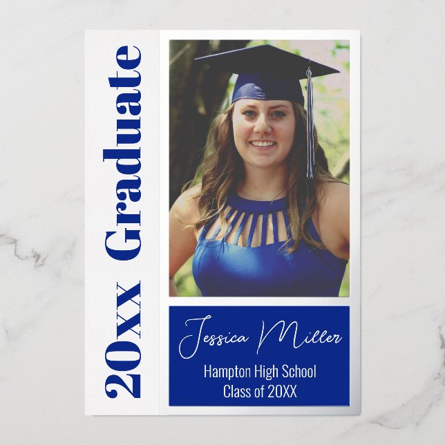 Minimal Photo Graduation Party Foil Invitation (Front)