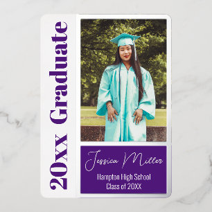 Minimal Photo Graduation Party Foil Invitation
