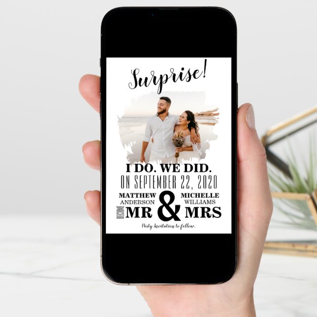 Minimal Photo I Do We Did Elopement Announcement (Front Digital)