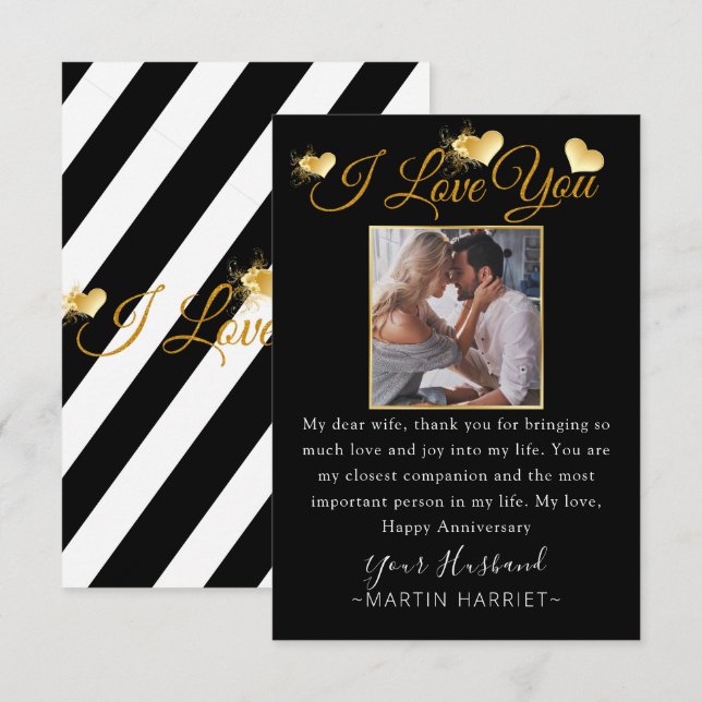 Minimal Photo I Love You Anniversary Card For Wife (Front/Back)