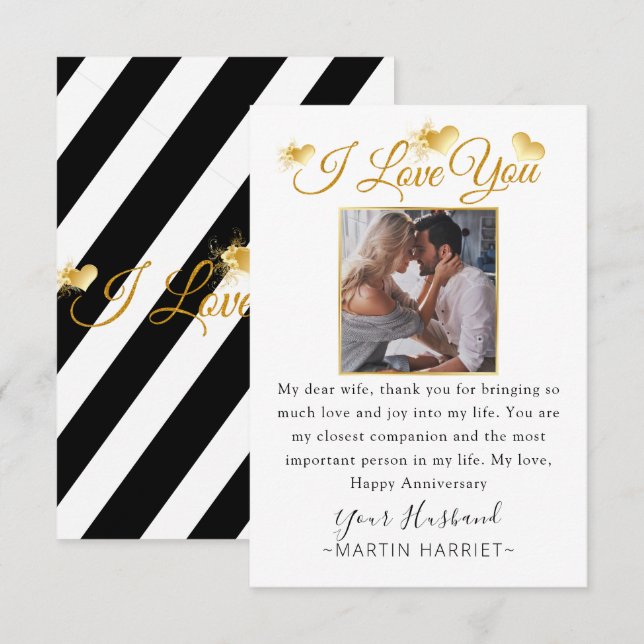 Minimal Photo I Love You Anniversary Card For Wife (Front/Back)