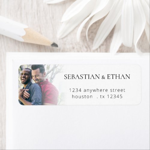 Minimal Photo Overlay Return Name Address Wedding  Label