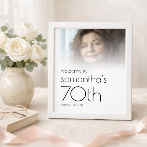 Minimal Photo Overlay Welcome 70th Birthday Party