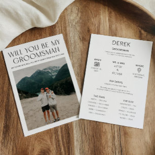 Minimal Photo Proposal Request Groomsman Info Card