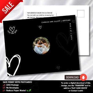 MINIMAL PHOTO Save the Date - Black Quality Modern Postcard