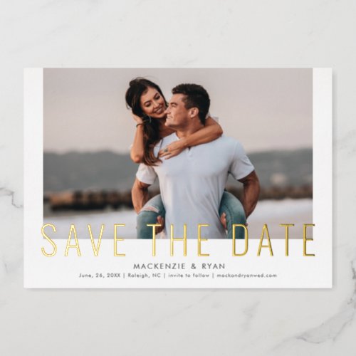 Minimal Photo Save the Date Foil Invitation