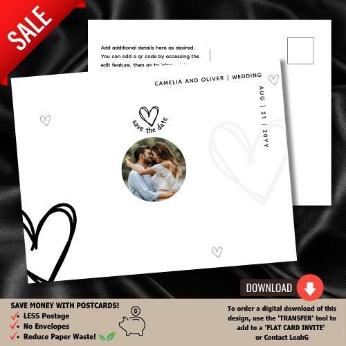 MINIMAL PHOTO Save the Date - on a Budget Quality Postcard