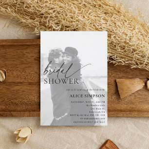 Minimal Photo Script Bridal Shower Invitation