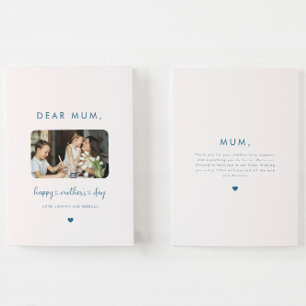 Minimal Photo Script Hearts Happy Mothers Day Card