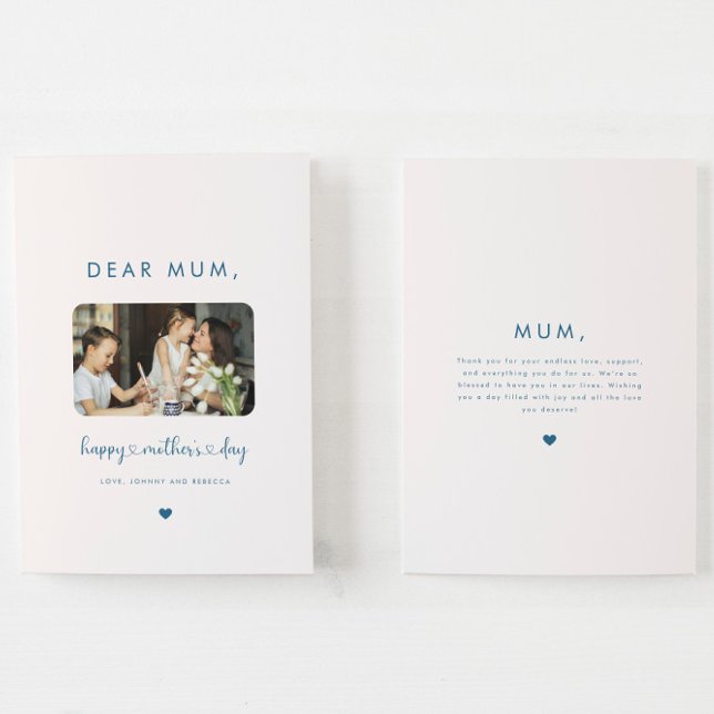 Minimal Photo Script Hearts Happy Mothers Day Card (Creator Uploaded)