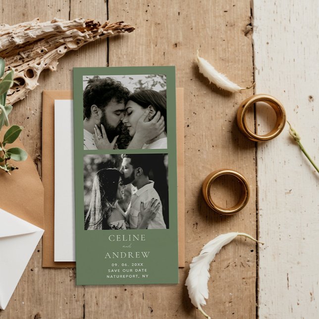 Minimal Photo Strip Magnetic Wedding Save The Date (Creator Uploaded)