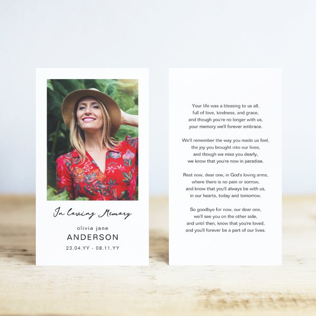 Minimal Photo Sympathy Funeral Prayer Card (Creator Uploaded)