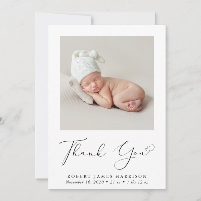 Minimal Photo Thank You Birth Announcement (Front)