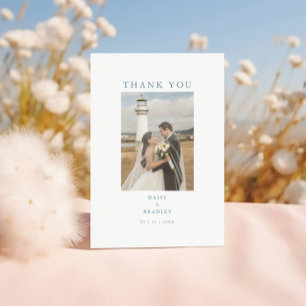 Minimal Photo Wedding Message Flat Thank You Card