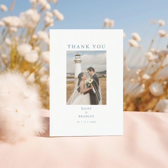 Minimal Photo Wedding Message Flat Thank You Card (Creator Uploaded)