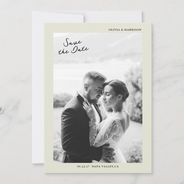 Minimal Photo Wedding Save the Date Card (Front)