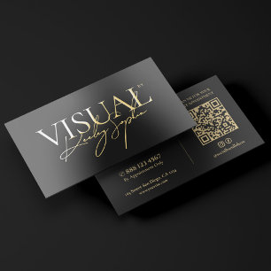 Minimal Photographer Cinematographer Black Gold Foil Business Cards