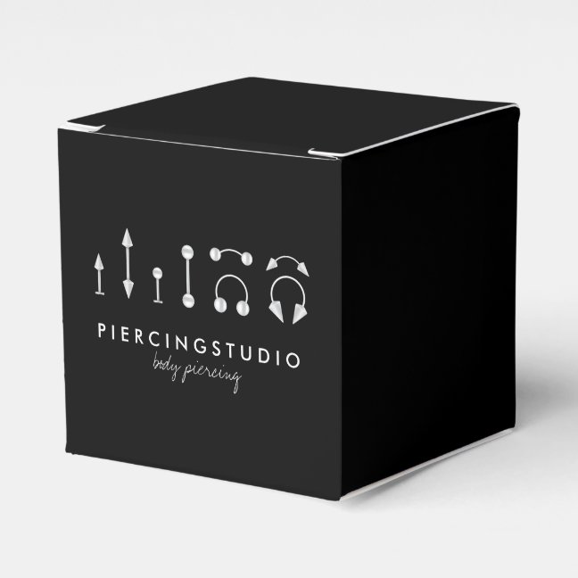 Minimal Piercing Tattoo Studio Black Favor Boxes
