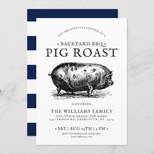 Minimal Pig Roast BBQ Party Customized Invitation