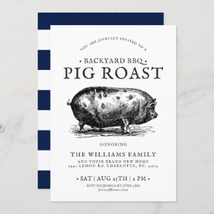 Minimal Pig Roast BBQ Party Customized Invitation