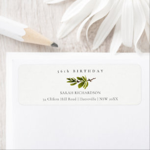 Minimal Pine Branch Any Age Birthday Address Label