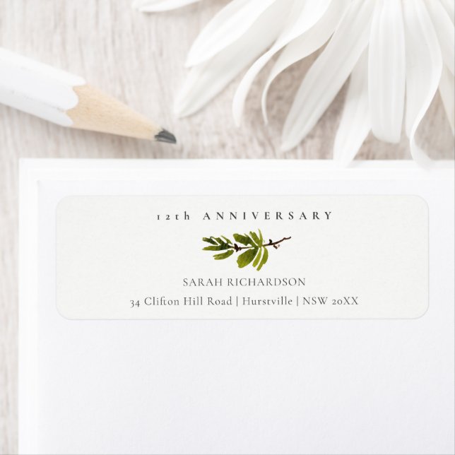 Minimal Pine Branch Any Year Anniversary Address Label (Insitu)
