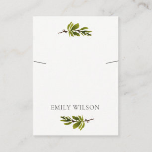 Minimal Pine Branch Band Necklace Earring Display Business Card