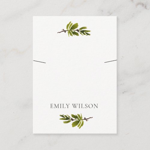 Minimal Pine Branch Band Necklace Earring Display Business Card