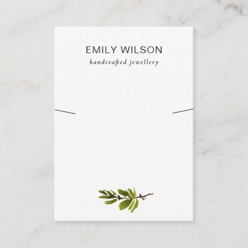Minimal Pine Branch Foliage Band Necklace Display Business Card