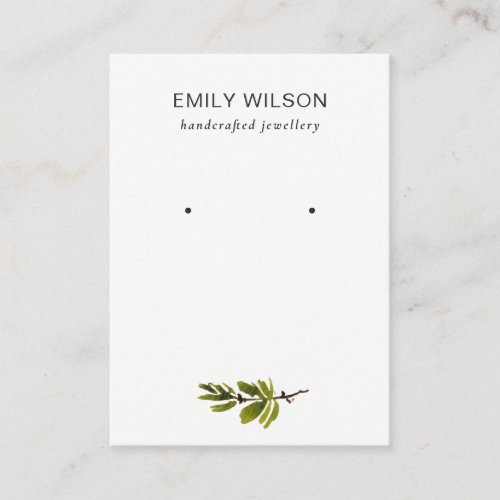 Minimal Pine Branch Foliage Stud Earring Display Business Card