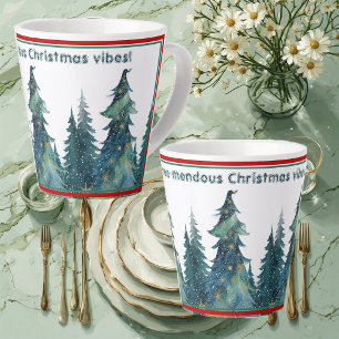 Minimal Pine Tree-mendous Christmas Vibes Modern Latte Mug