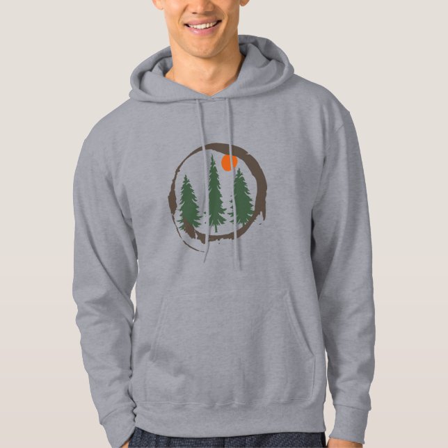 Minimal pine trees forest landscape hoodie (Front)