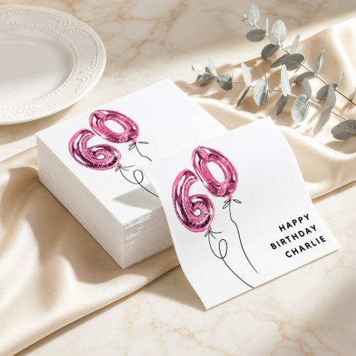 Minimal Pink 60 Balloon 60th Birthday Party Napkins