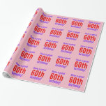 [ Thumbnail: Minimal, Pink, 60th Birthday Wrapping Paper ]
