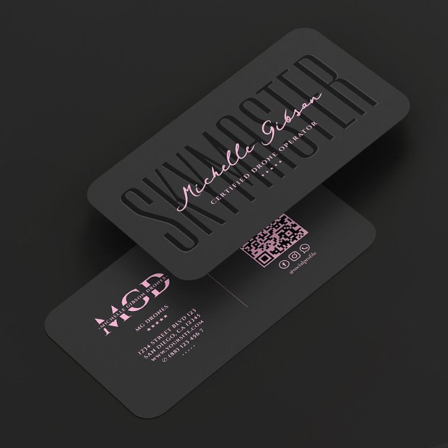 Minimal Pink Black UAV Operator Drone Pilot Business Card (Minimal Pink Black UAV Operator Drone Pilot Business Card
)
