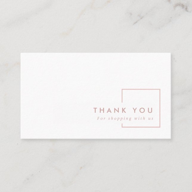 MINIMAL PINK BLUSH RECTANGLE THANK YOU LOGO BUSINESS CARD (Front)