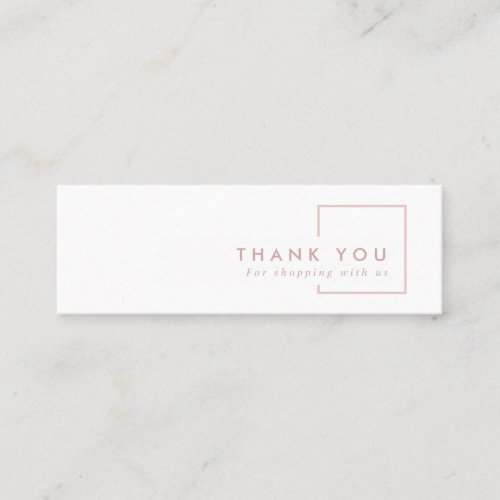 MINIMAL PINK BLUSH RECTANGLE THANK YOU SHOPPING MINI BUSINESS CARD