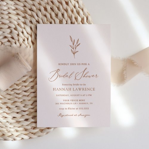 Minimal Pink Boho Bridal Shower Invitation