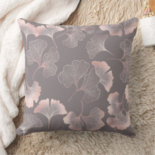 Minimal Pink Botanical Pattern Throw Pillow