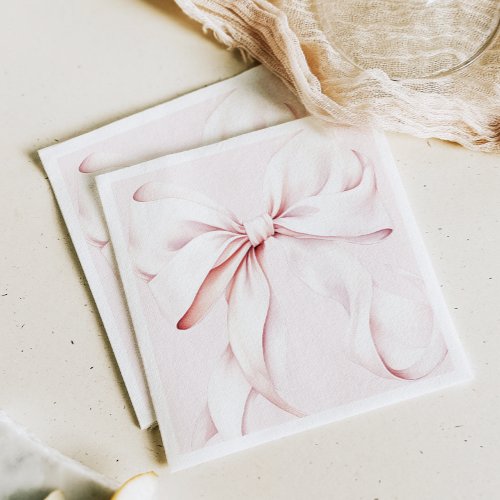 Minimal Pink Bow Paper Napkin