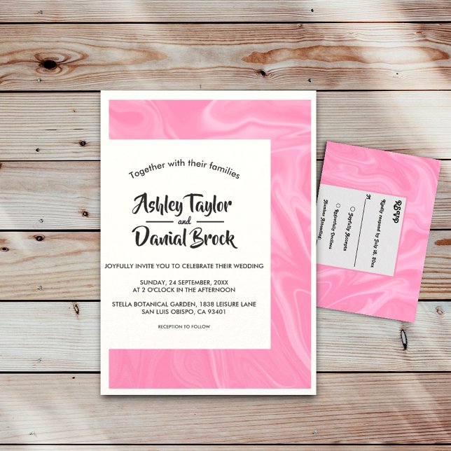 Minimal Pink Calligraphy Artistic Abstract Wedding Invitation (Creator Uploaded)