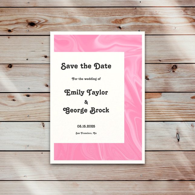 Minimal Pink Calligraphy Artistic Abstract Wedding Save The Date (Creator Uploaded)