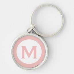 Minimal Pink Classic Monogram Initial Letter Keychain