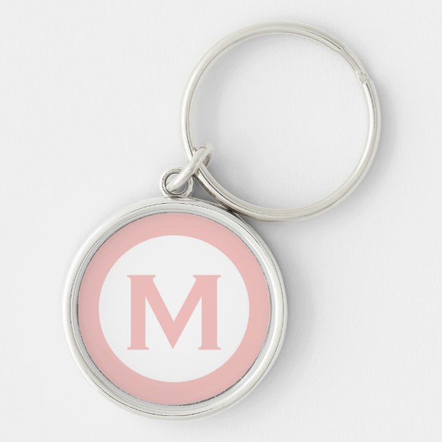 Minimal Pink Classic Monogram Initial Letter Keychain (Front)