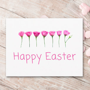 Minimal Pink Flowers Happy Easter Modern Spring Holiday Postcard