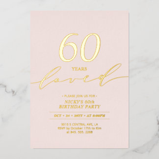 Minimal Pink & Gold Milestone Birthday  Foil Invitation