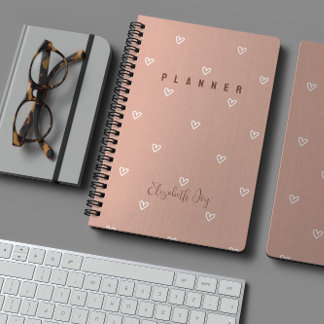 Minimal Pink Hearts Customizable Planner