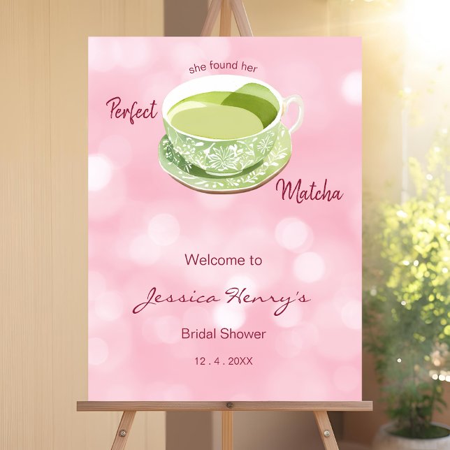 Minimal Pink Matcha Bridal Shower Welcome Sign (Creator Uploaded)