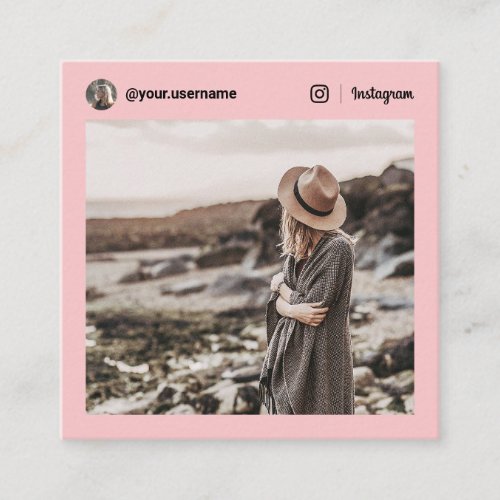 Minimal pink modern photo Instagram social media Calling Card