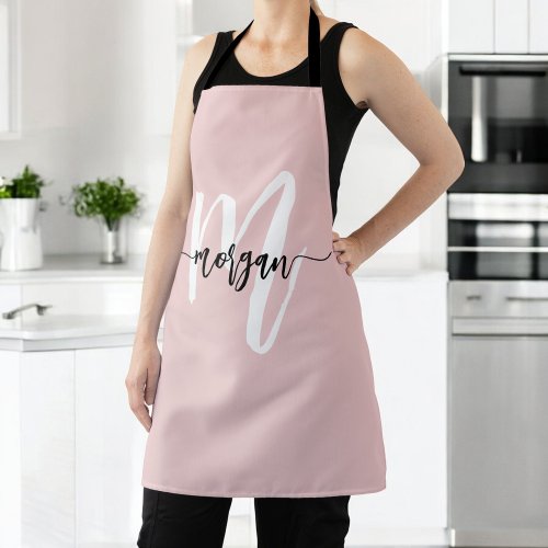 Minimal Pink Modern Typographic Monogram Apron